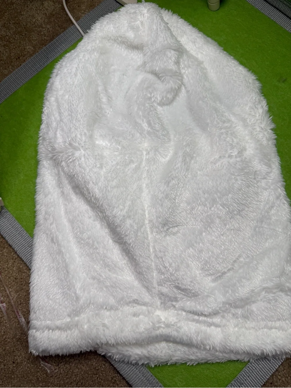 Cozy White Furry ski mask with Drawstrings